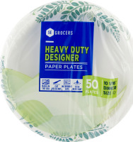 SE Grocers Paper Plates 10 1/16" Dinner Size Heavy Duty Designer - 50 CT