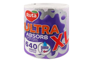 Рушник паперовий 3-х шаровий 640 відривів XL Ultra absorb Ruta 1шт