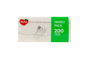 Салфетки бумажные 235х235мм Family pack Ruta 200шт