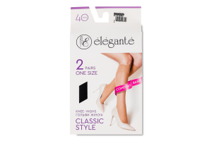 Гольфи жіночі Elegante Classic style 40den 23-25 nero 2пари
