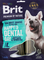 Лакомство для собак с коллагеном и спирулиной Палочка-зубочистка L Happy Dental Day Premium by Nature Brit д/п 250г