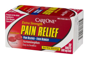 CareOne Extra Strength Pain Relief Acetaminophen Tablets - 50 CT