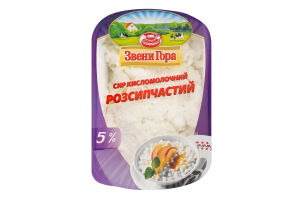 Сир кисломолочний 5% Розсипчастий Звени Гора лоток 330г