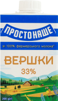 Сливки 33% стерилизованные Простонаше т/п 200г