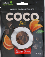 Чипси кокосові з апельсином та какао Coco Deli д/п 30г