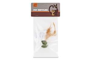 Іграшка для котів Кулька з м'яти штучне пір'я 3см