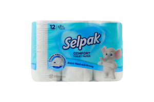 Папір туалетний 2-х шаровий Comfort Selpak 12шт