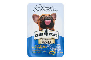 Корм влажный для взрослых собак малых пород Beef&Veggies Selection Premium Club 4 Paws д/п 85г