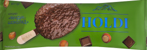 Мороженое 10% с комбинированным составом сырья в шоколадной глазури с минадлем Фундук-шоколад Holdi м/у 60г