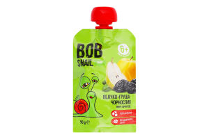 Пюре фруктове для дітей від 6міс гомогенізоване Яблуко-груша-чорнослив Baby Bob Snail д/п 90г