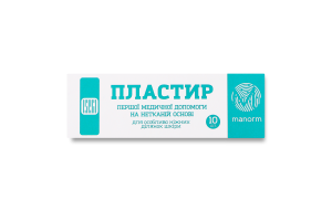 Пластир першої медичної допомоги на нетканій основі 19*72мм 10шт Манорм