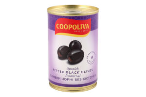 Оливки чорні без кісточки іспанські Coopoliva з/б 300г