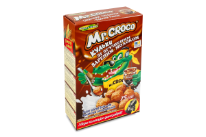 Завтраки сухие глазированные сахарной глазурью со сгущенным вареным молоком Шарики Mr. Croco к/у 75г
