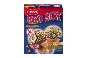 Hood Red Sox Ice Cream Cone Chocolate Dipped Caramel Center With Peanuts - 4 PK