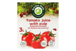 Сок с мякотью стерилизированный фасованный асептическим способом томатный Garden Gadz к/у 3л