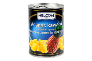 Ананасы кусочки в легком сиропе Helcom ж/б 565г
