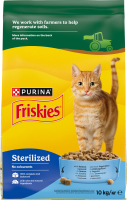 Корм сухой для взрослых котов с лососем и овощами Sterilized Friskies м/у 10кг