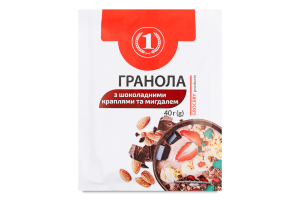 Гранола з шоколадними краплями та мигдалем ТМ "1" м/у 40г