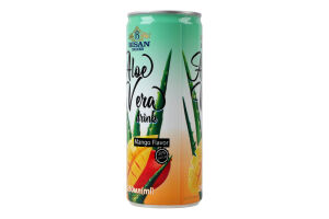 Напій безалкогольний негазований з ароматом манго Aloe vera Bisan Drinks з/б 250мл