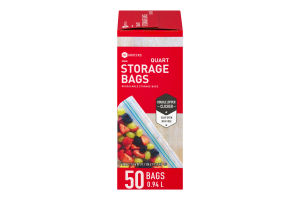 SE Grocers Resealable Storage Bags Quart - 50 CT