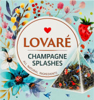 Бленд чаю чорного та зеленого листового з ягодами пелюстками та ароматом суниці Бризки шампанського Lovare к/у 15х2г