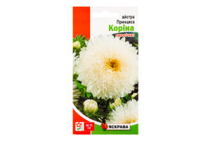 Насіння Квіти Айстра Принцеса Коріна біла з жовтою серединою 0,3г Яскрава