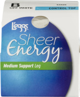 L'eggs Sheer Energy Medium Support Leg Control Top B Off White