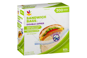 Ahold Sandwich Bags Double Zipper - 300 CT