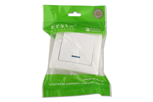 Вимикач білий одноклавішний з підсвіткою Ерсте