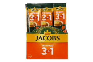 Напій кавовий розчинний з цукром та підсолоджувачами 3в1 Original Jacobs м/у 12г