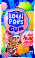 Карамель леденцовая с жевательной резинкой Фруктовый микс Lollipops gum Roshen м/у 920г