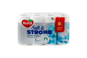Полотенца бумажные 3-х слойные 90 листов Soft&Strong Ruta 8шт