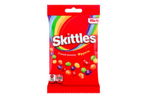 Драже жувальні в різнокольоровій цукровій оболонці Fruits Skittles м/у 95г