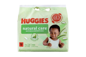 Серветки вологі дитячі Natural care Huggies 3х48шт