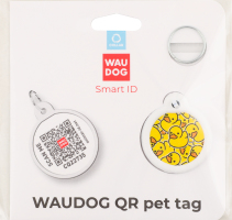 Адресник д/собак та котів Smart ID Качки з QR паспортом метал коло d25мм WauDog