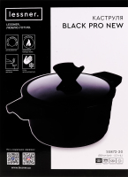 Каструля Black Pro New 2,7л алюміній антипригарне покриття з кришкою d20см Lessner