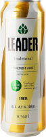 Пиво 0.5л 4.2% світле фільтроване пастеризоване Leader з/б