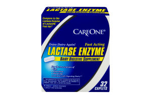 CareOne Lactase Enzyme Dairy Digestive Supplement Caplets - 32 CT