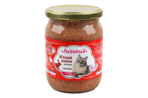 Корм консервированный для котов Мясной рацион с кроликом Классическая серия Леопольд с/б 460г