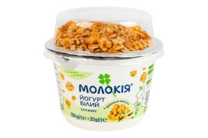 Йогурт 2.5% Белый 150г + гранола Ваниль 20г Молокія ст 170г
