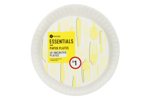 Essentials Paper Plates Uncoated - 40 CT