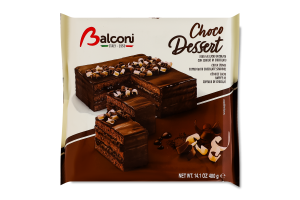 Торт бісквітний із ніжною какао-начинкою та глазур'ю Choco dessert Balconi м/у 400г