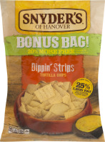 Snyder's of Hanover Dippin' Strips Tortilla Chips Bonus Bag!