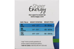 L'eggs Sheer Energy Medium Support Leg Pantyhose Q Sheer Panty Suntan - 2 CT
