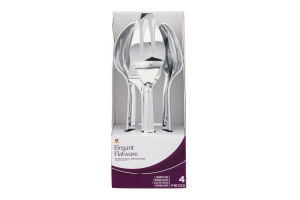 Ahold Elegant Flatware Silver Plastic Servingware - 4 CT
