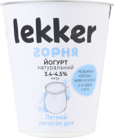 Йогурт 3.4-4.5% термостатний з незбираного молока Lekker ст 300г