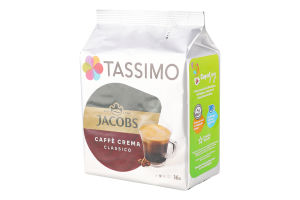 Кофе натуральный жареный молотый Classico Сaffe Crema Tassimo Jacobs м/у 16х7г