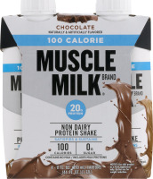 Muscle Milk 100 Calorie Non-Dairy Protein Shake, Chocolate, 20g Protein, Ready to Drink, 11 fl. oz., 4-Pack