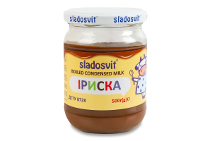 Продукт харчовий згущений 8% варений з молоком Іриска Sladosvit с/б 500г