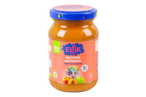 Пюре фруктове для дітей від 5міс гомогенізоване стерилізоване без цукру Яблуко-абрикос Elfik Magic с/б 170г